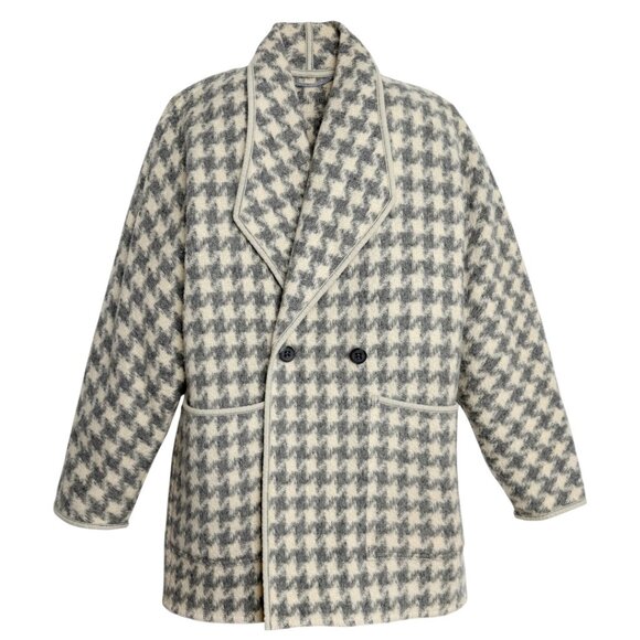 VNT WEILL PARIS HOUNDSTOOTH 100% WOOL COAT GRAY DOLMAN SLEEVE CHIC LARGE/XL - Picture 2 of 11